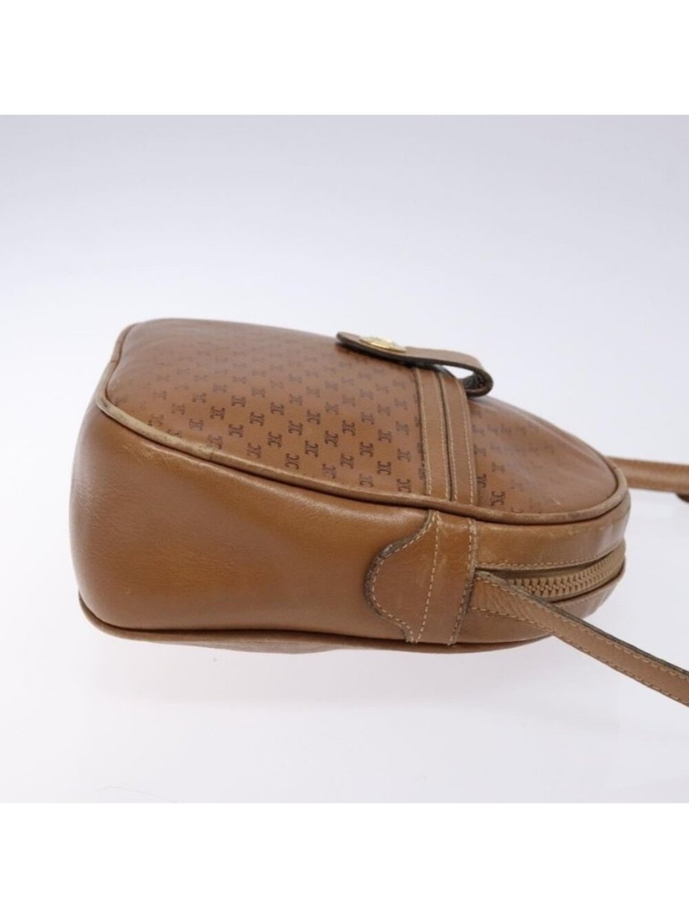Authentic CELINE Macadam Canvas Shoulder Bag Leather Brown Gold - Picture 10 of 16